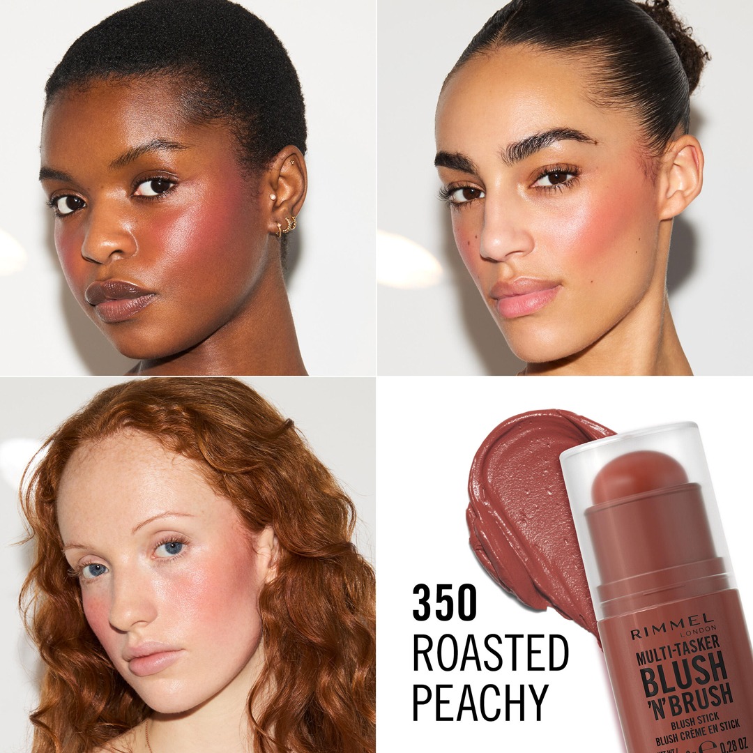 Rimmel Multi-Tasker Blush 'N' Brush 25 Ecom Model Close-Up Grid