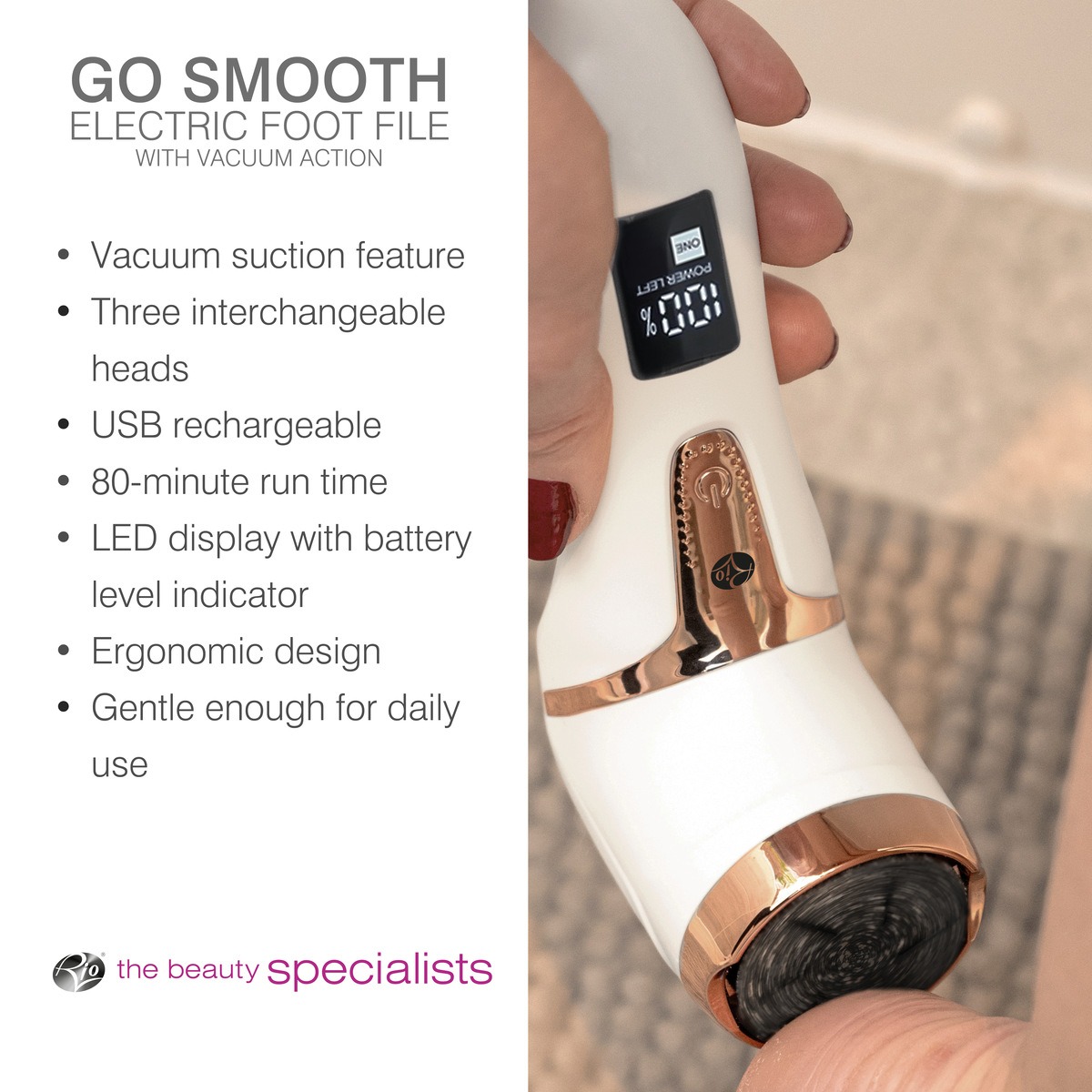 Rio Beauty - Go Smooth Electric Foot File Hard Skin Remover with Vacuum Action - Image 6