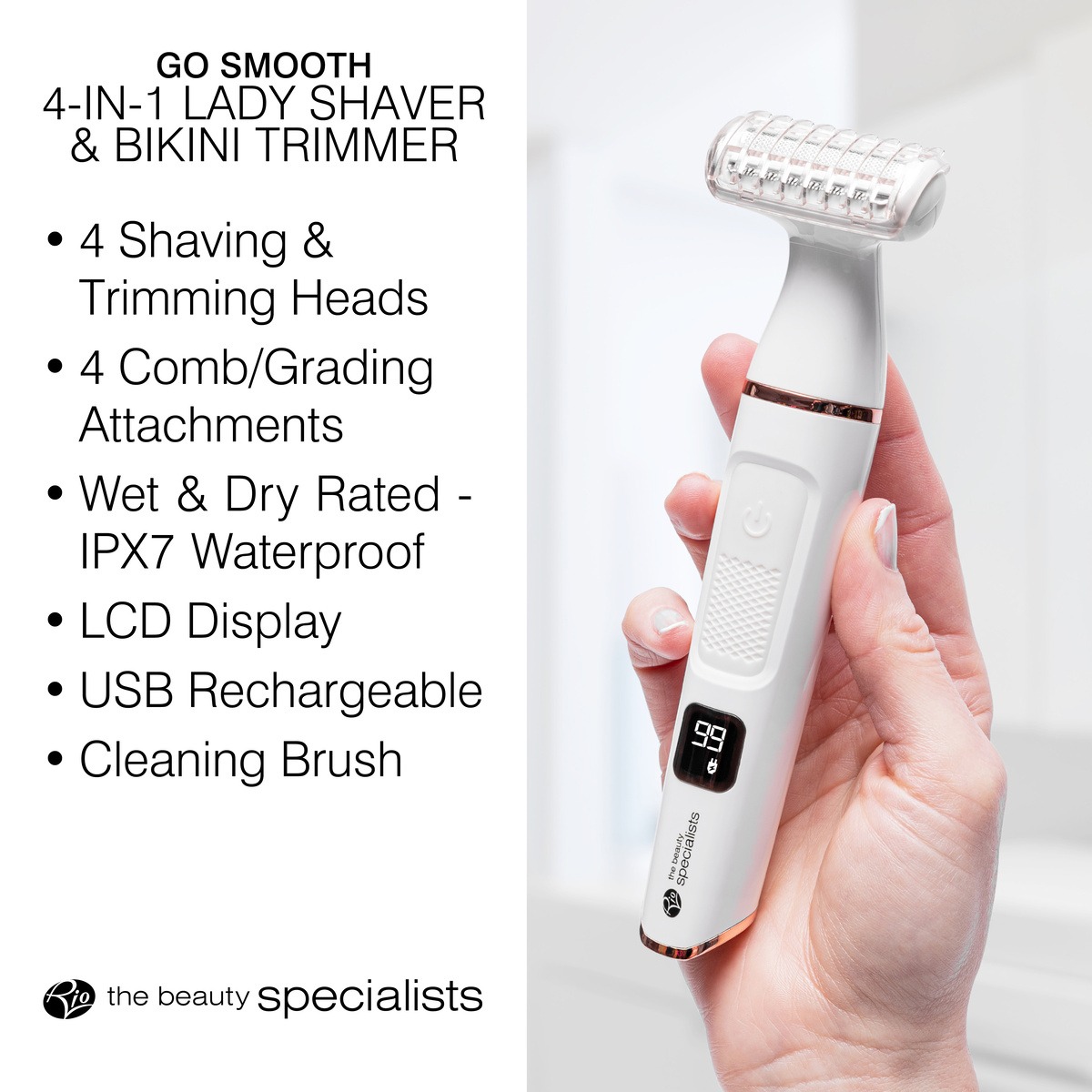 Rio Beauty - GO SMOOTH 4-IN-1 Lady Shaver & Bikini Trimmer - Image 7
